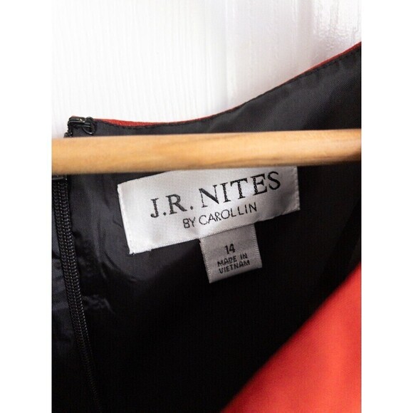 Vintage J.R. JR Nites by Carol Lin Red and Black Striped Knee Length Dress size - Picture 4 of 10